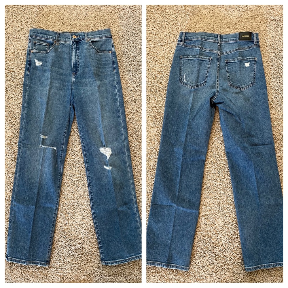 Express Modern Straight Super High Rise Jeans Blue Size 8R